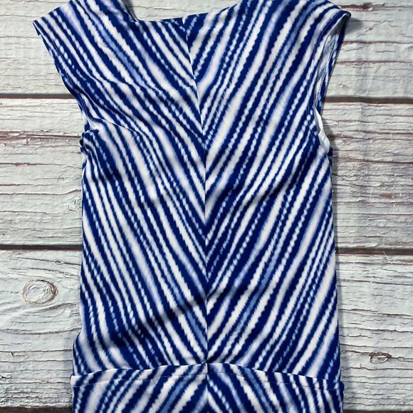 Chicos Womens Dress size Small Blue White Maxi Slit Pullover Sleeveless Stretch - Picture 11 of 11